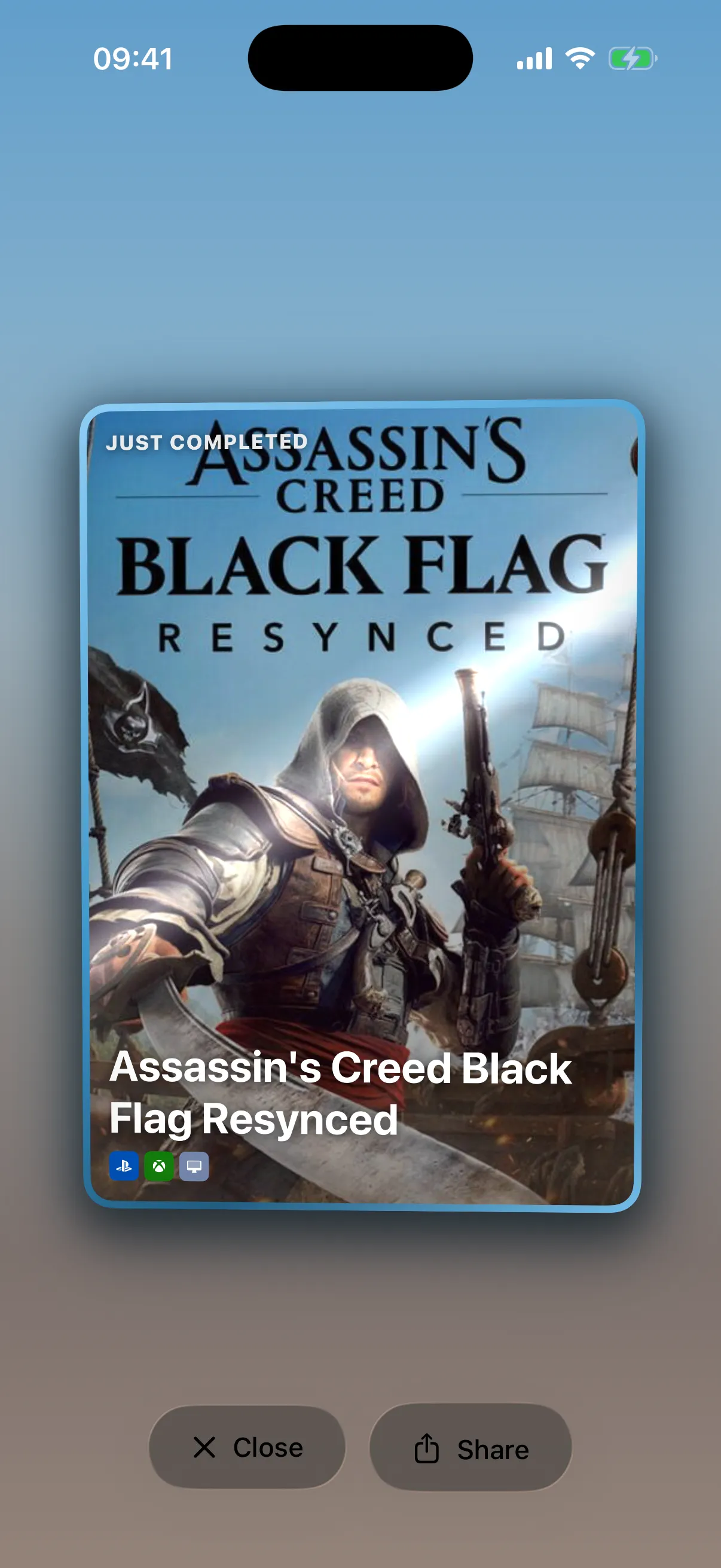 A completed game, minted as a gold-foil card