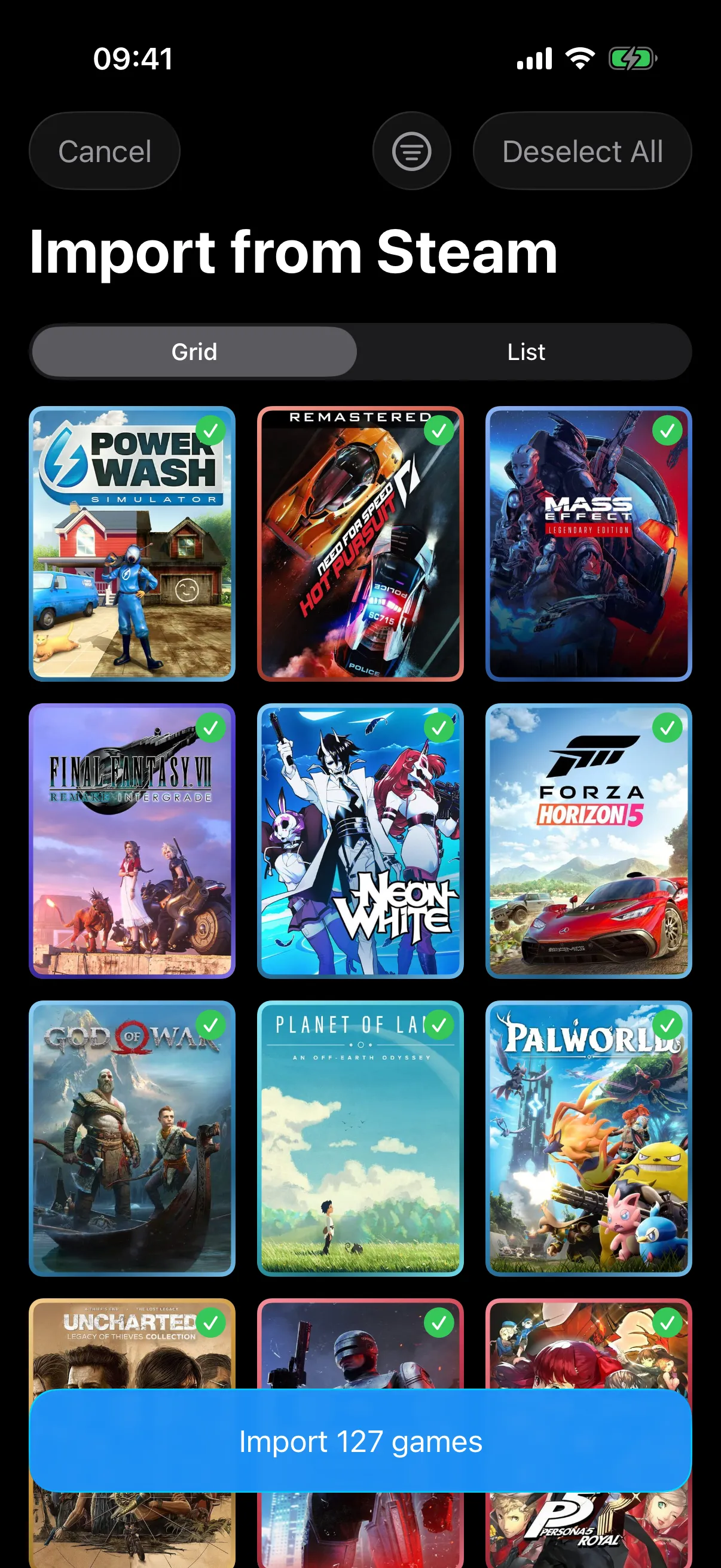 Import your whole Steam library in one tap