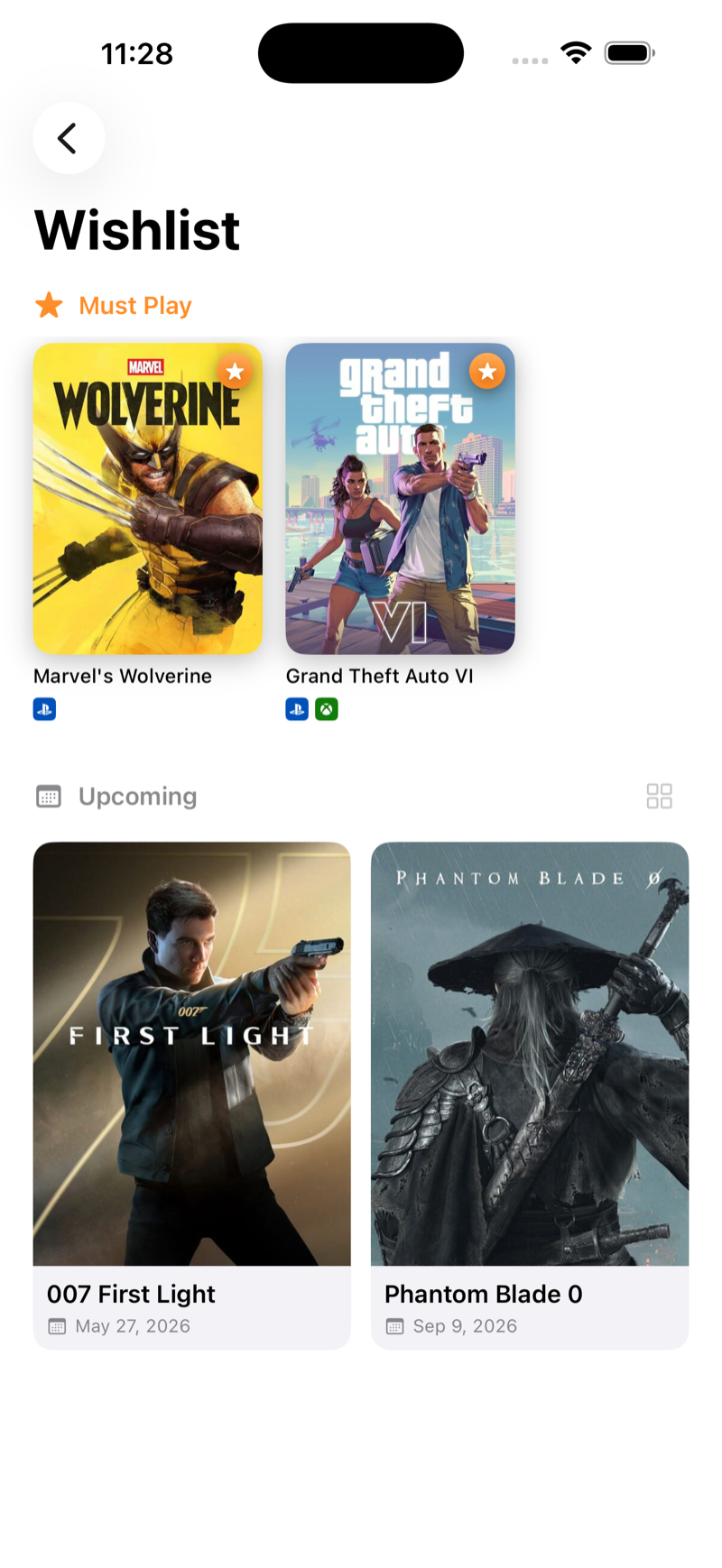 Pocket Backlog Wishlist with Must Play and Upcoming releases